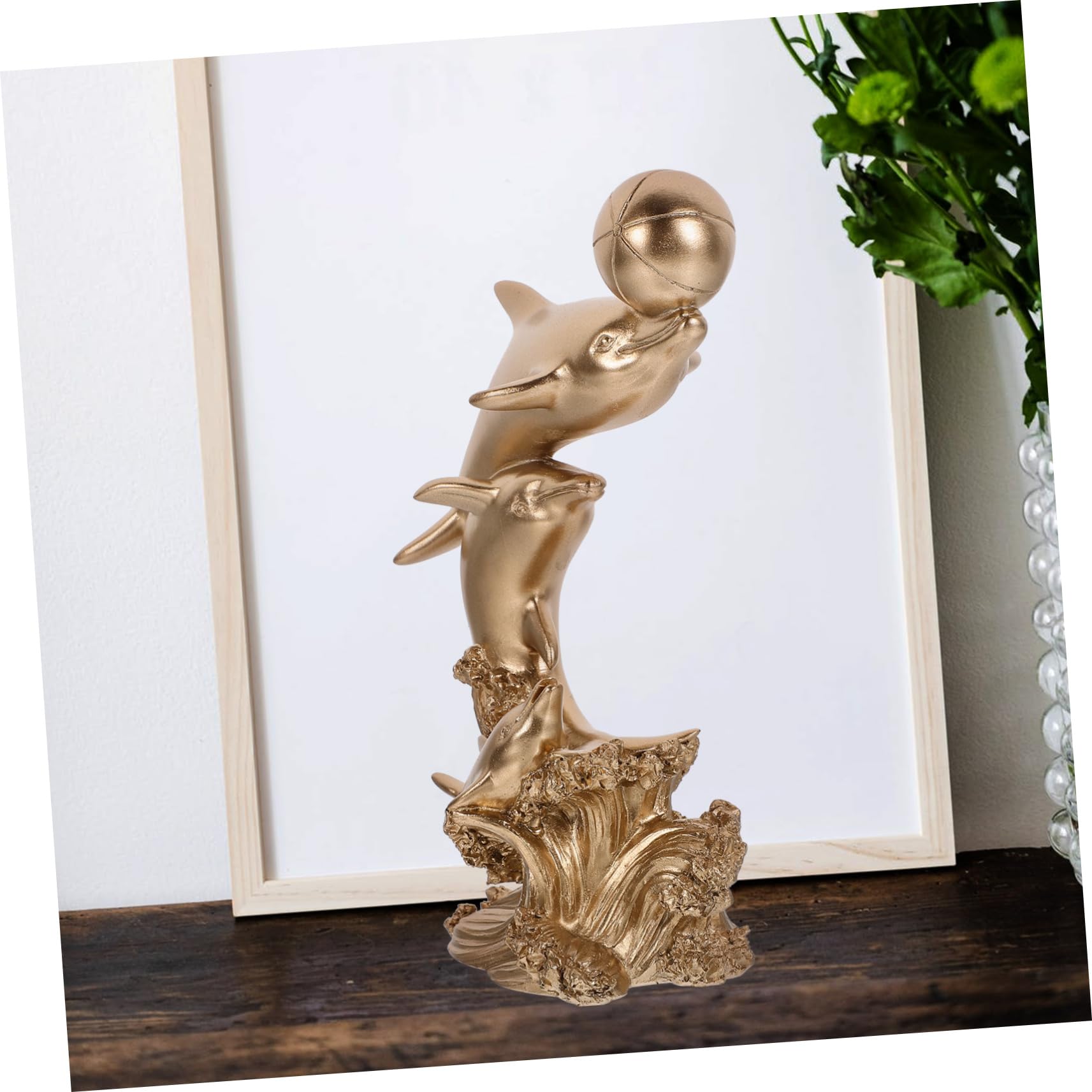 Amazon.co.jp: Toddmomy イルカの飾り 金のイルカの置物 泳ぐ2頭の